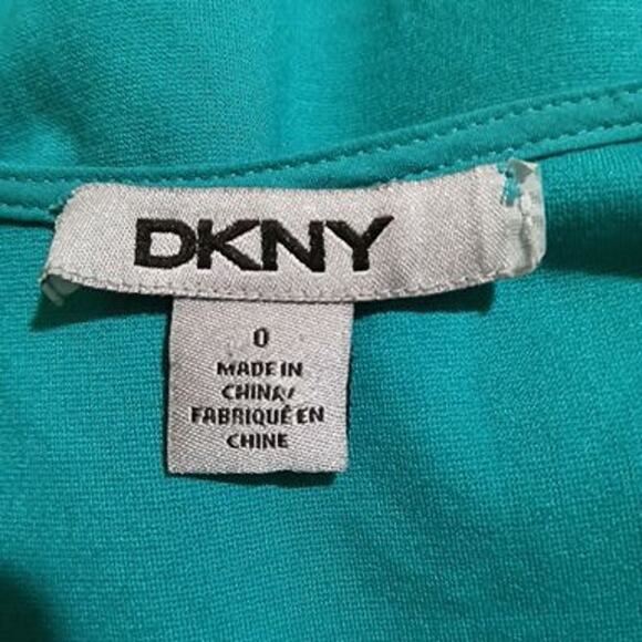 DKNY size 0 aqua sleeveless sheath dress cut out neckline knee length - Picture 2 of 10